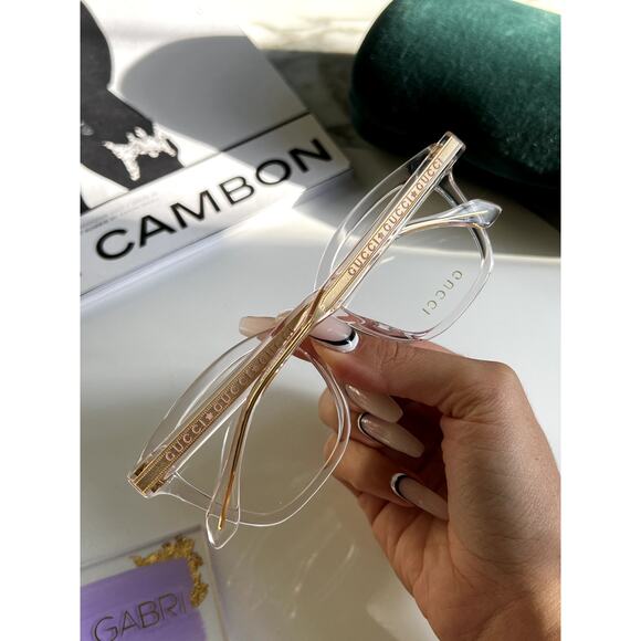 NEW Gucci GG0566O Clear Rectangular Eyeglasses Frames in Pink - Picture 3 of 8